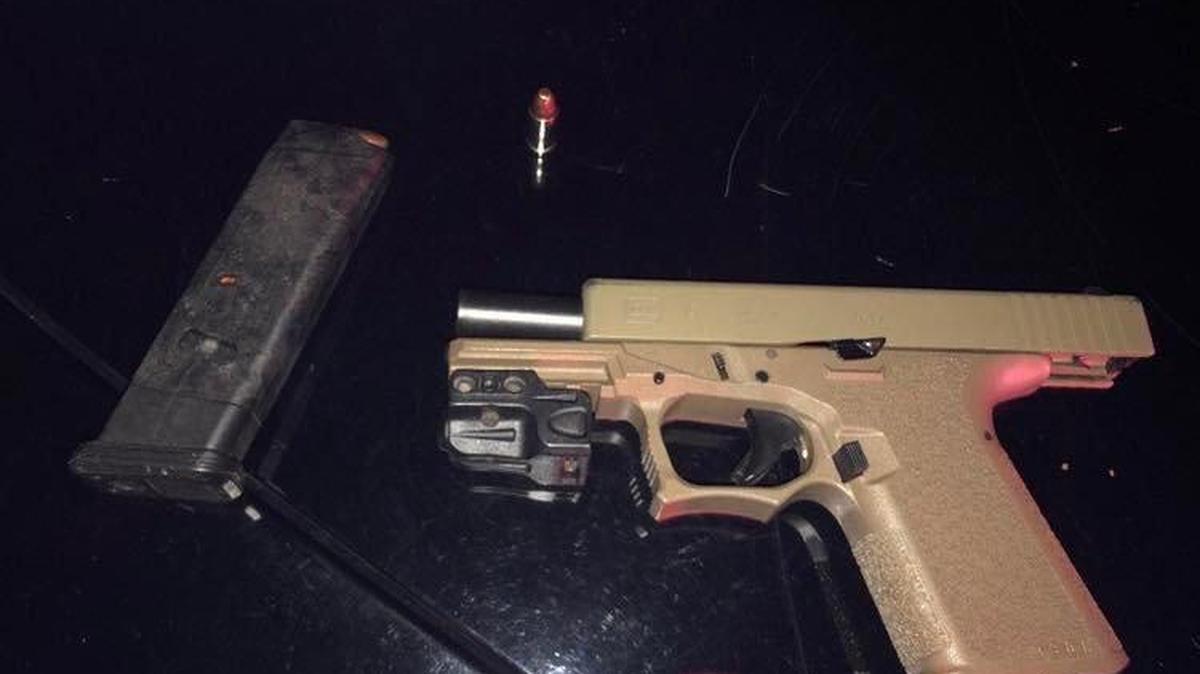 A 17-year-old suspect was arrested Thursday, after a pursuit of a stolen vehicle ended in a crash, according to the Merced Police Department. Police said they located a 9mm ghost gun near the crashed vehicle and the teenager was found hiding in bushes. Image courtesy of Merced Police Department.