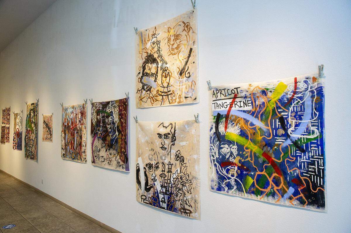 Artwork is displayed as part of the Outloud art showcase at the Multicultural Arts Center in Merced, Calif., on Wednesday, June 15, 2022. The exhibit is on display through July 24 and celebrates LGBTQIA+ artists.