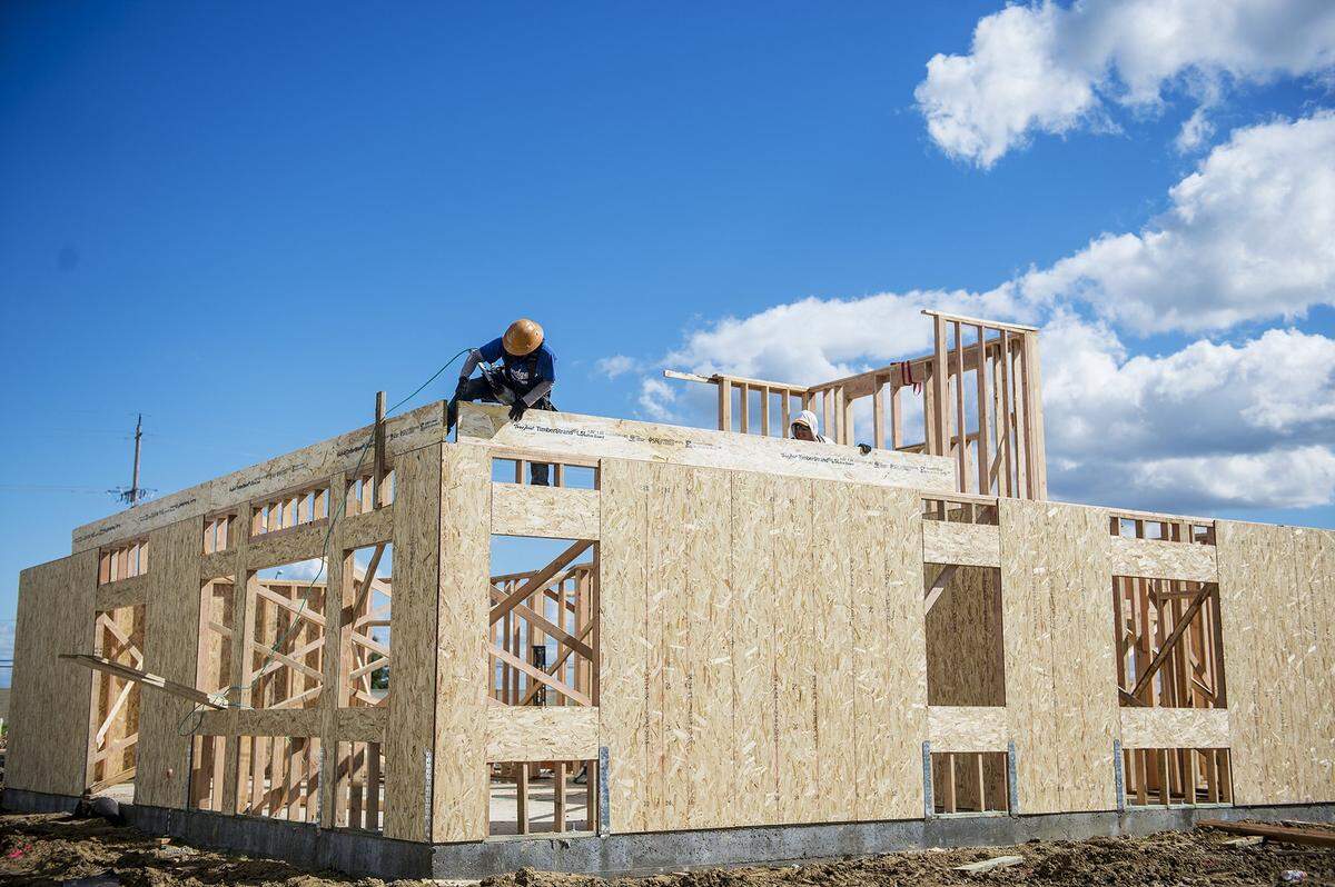 New homes under construction in Merced, Calif.