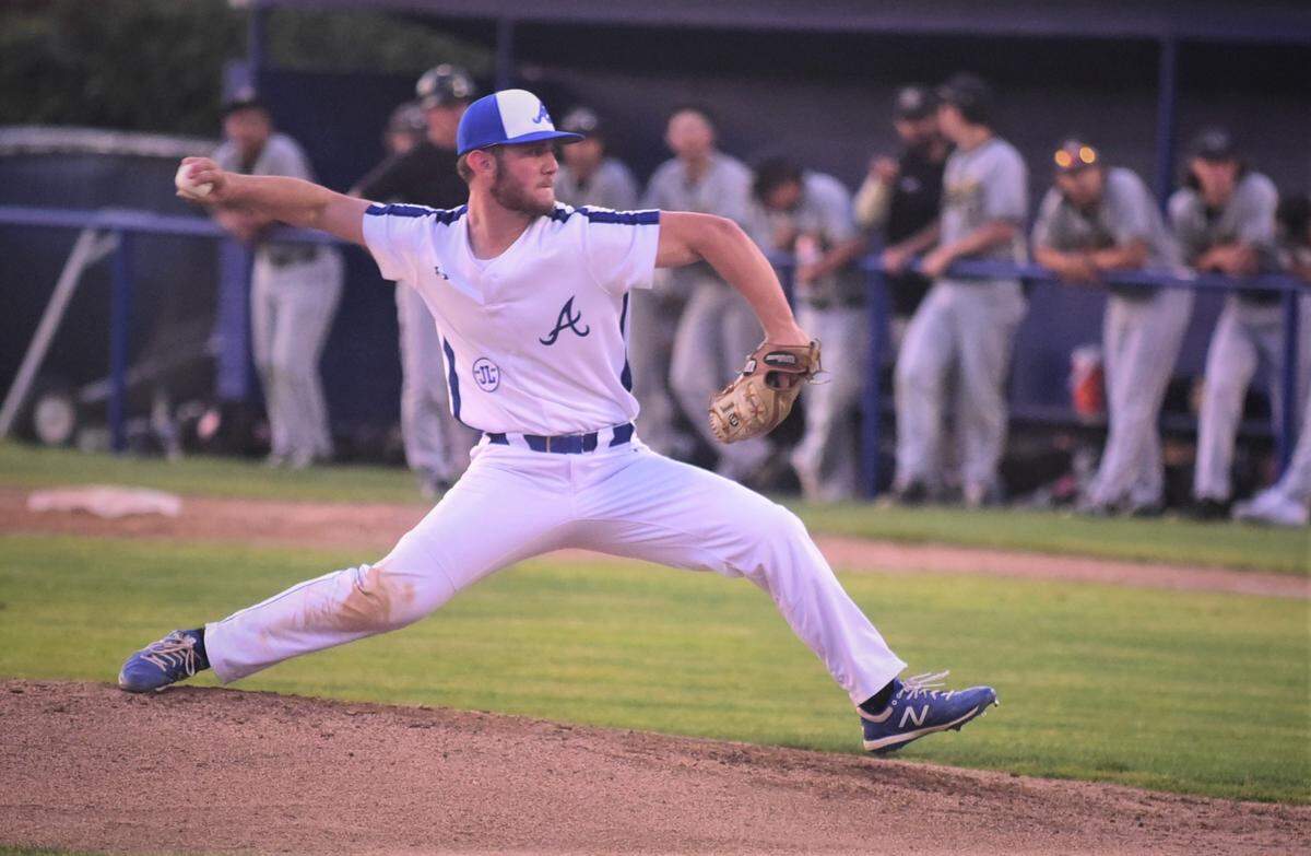 Atwater High senior Bo Valladao delivers a pitch during a game against Buhach Colony on Friday, March 26, 2022 at Memorial Ballpark in Atwater, Calif.