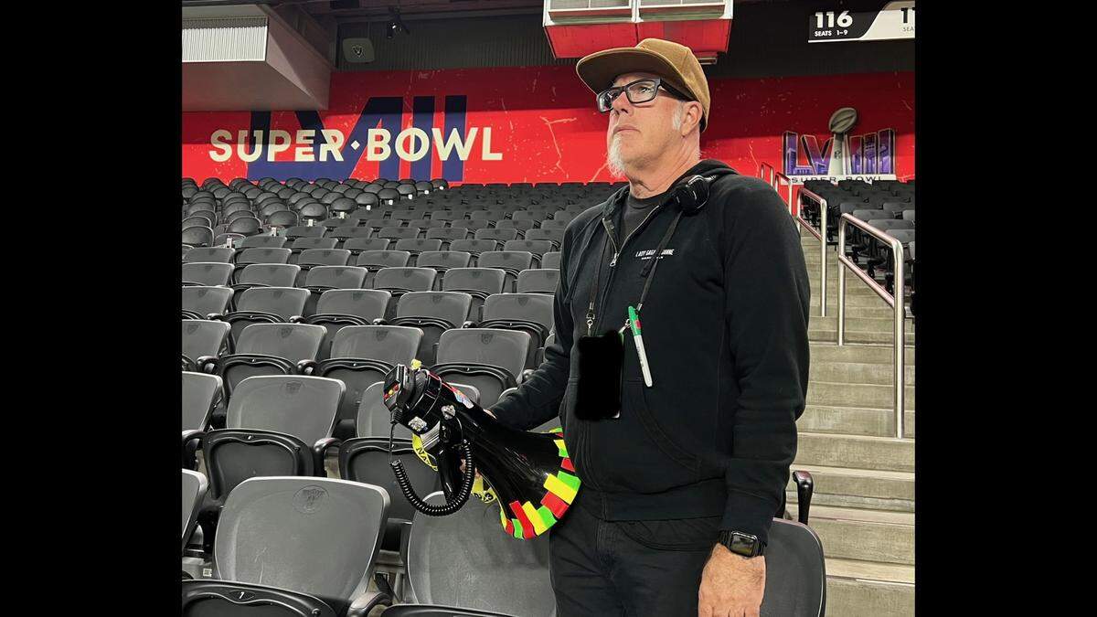 Former Merced High School graduate Bryan Ramsey, 57, is preparing to work his 23 Super Bowl on Sunday in Las Vegas as the field team manager, overseeing the large team of people who help set up the stage for the halftime show.