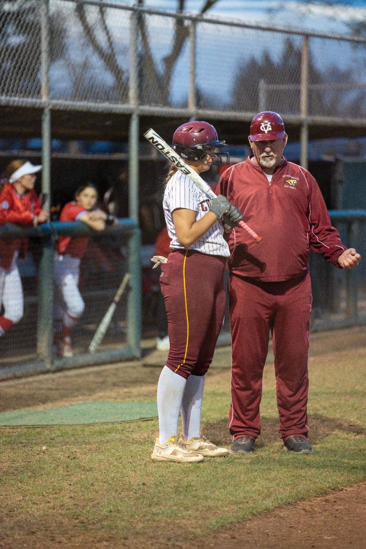 Ross Cruickshanks talking with a player during a game on March 9, 2024.