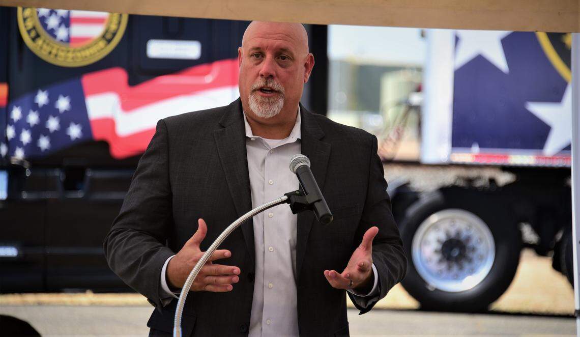 City of Chowchilla City Administrator Rod Pruett speaks during the groundbreaking ceremony on Friday, Aug. 19, 2022 for the new $150 million AutoZone distribution center that will be built in Chowchilla.