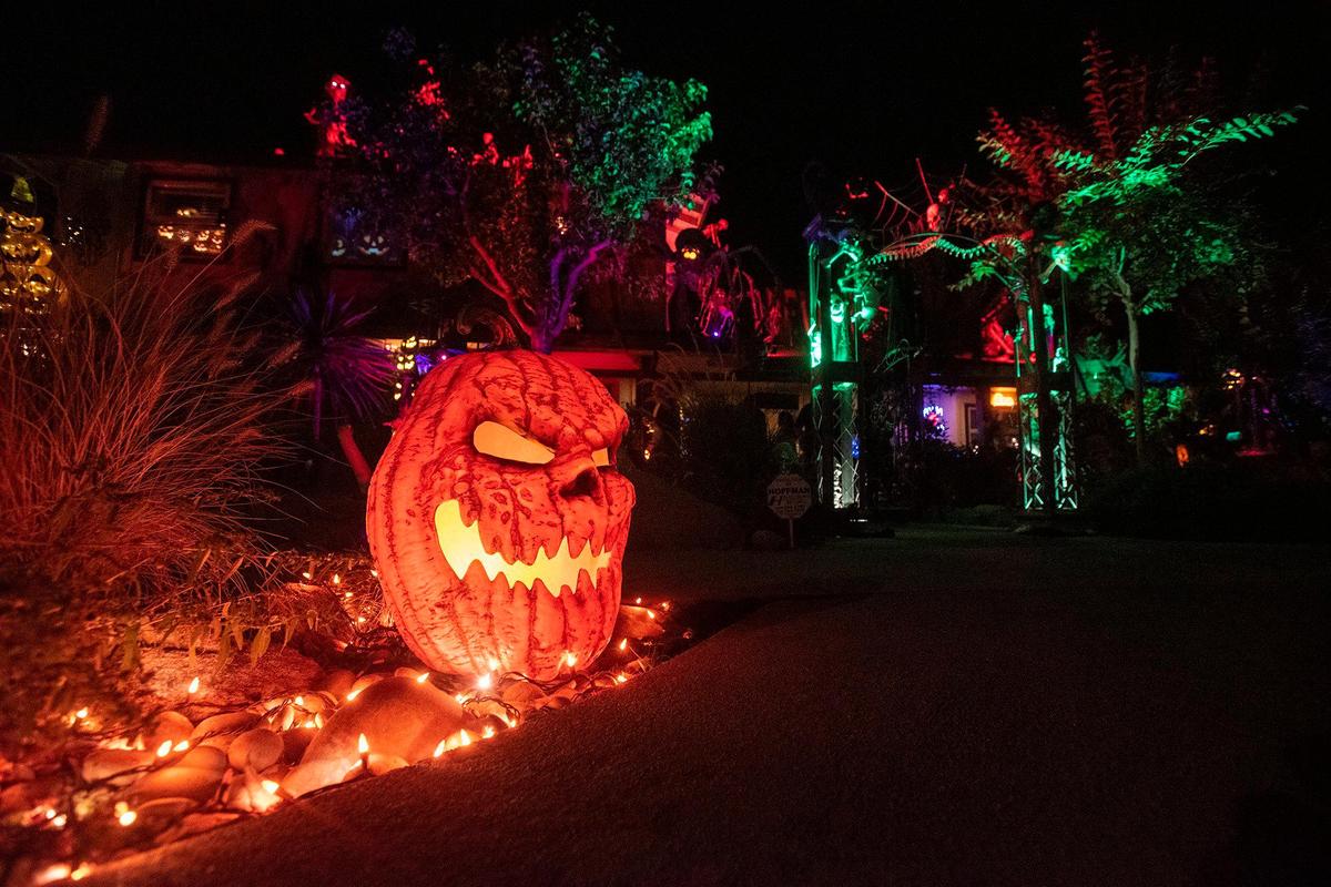 Halloween decorations at the home of Ken and Harmony Anderson on Oregon Drive in Merced, Calif., on Friday, Oct. 21, 2022.
