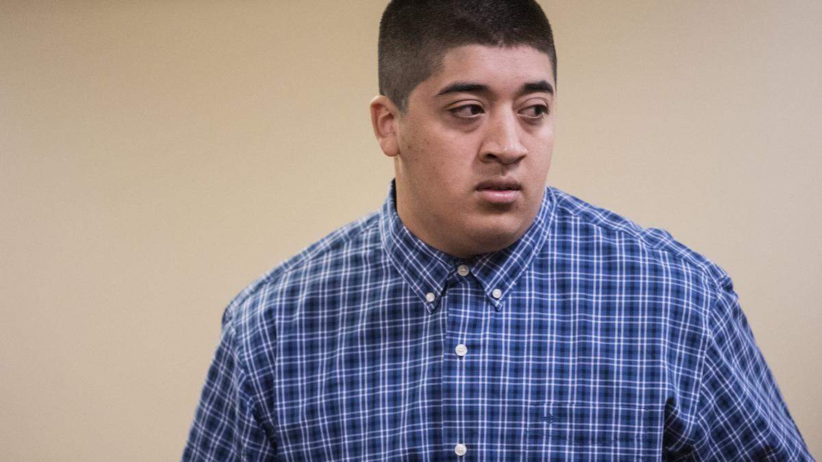 Isaac Gustave Maldonado, 22, of Livingston, turns to leave the courtroom after appearing before Judge Ronald W. Hansen during a pre-trial conference at the Merced County Superior Courthouse in in Merced, Calif., on Thursday, Feb. 15, 2018. Maldonado has been accused of striking a 3-year-old Merced girl with his car and fleeing the scene on Dec. 4, 2017. On June 11, 2018, he was held to answer for a felony hit-and-run charge.
