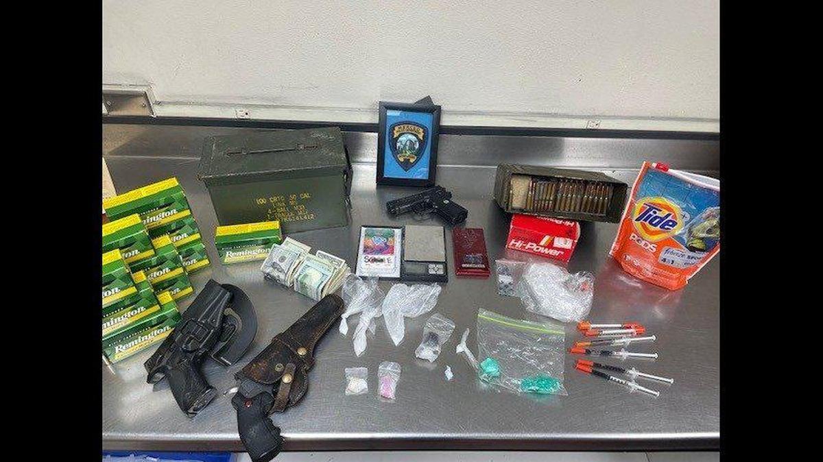 A 28-year-old woman was arrested Saturday, Feb. 11, 2023, after officers located fentanyl, ammunition and replica guns during the search of a Merced home, according to the Merced Police Department. Image courtesy of Merced Police Department.