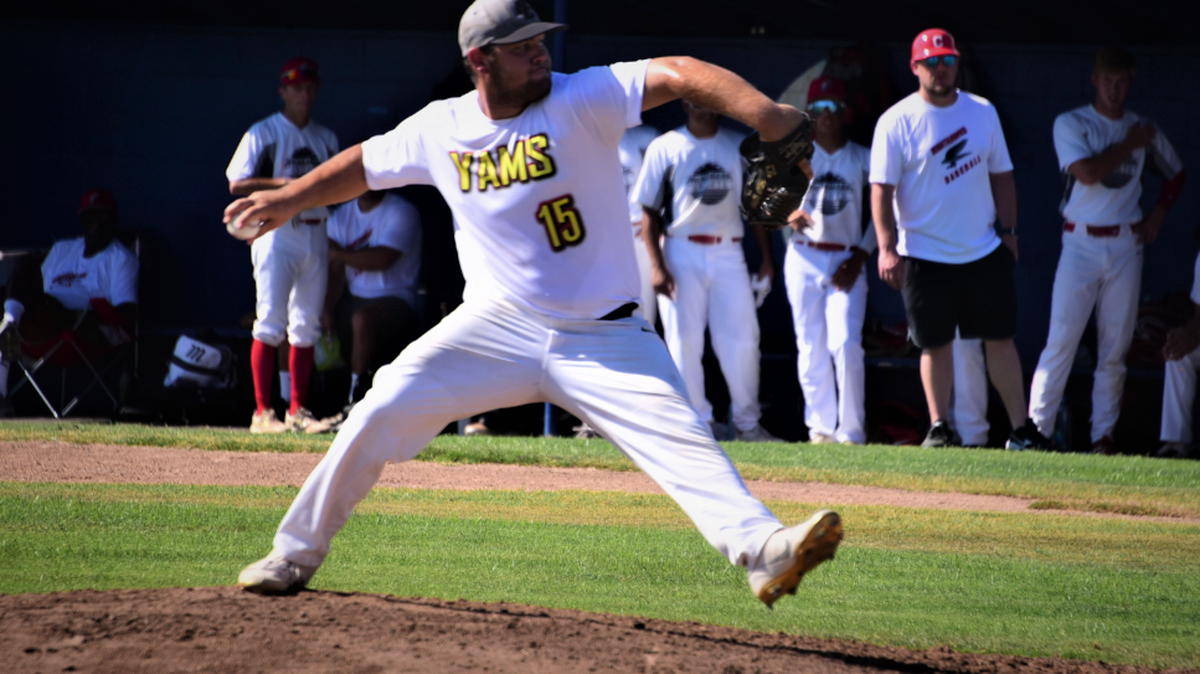 Kadon Floro threw a complete-game shutout to lift the Atwater/Merced Yammers to a 1-0 victory over the Clovis Nighthawks in the American Legion Area 3 Championship Series on Thursday, July 15, 2021 at Memorial Ballpark in Atwater, Calif.