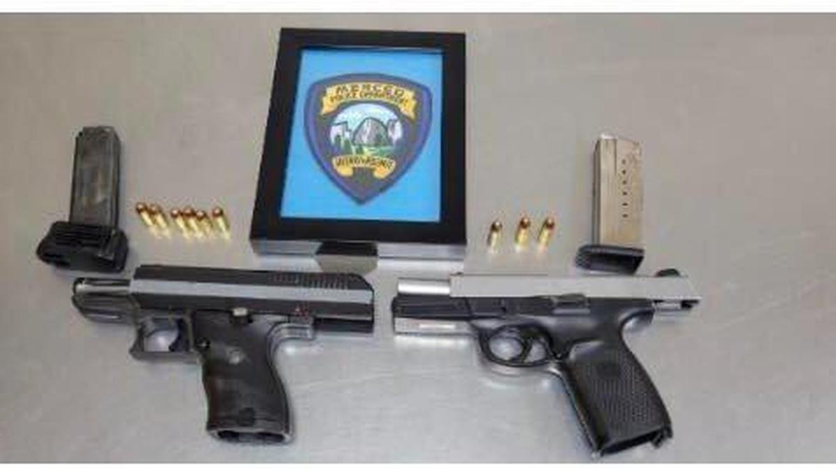 Merced police reported finding multiple firearms after arresting a 25-year-old man accused of firing a gun into the air at an apartment complex. Image courtesy of Merced Police Department.