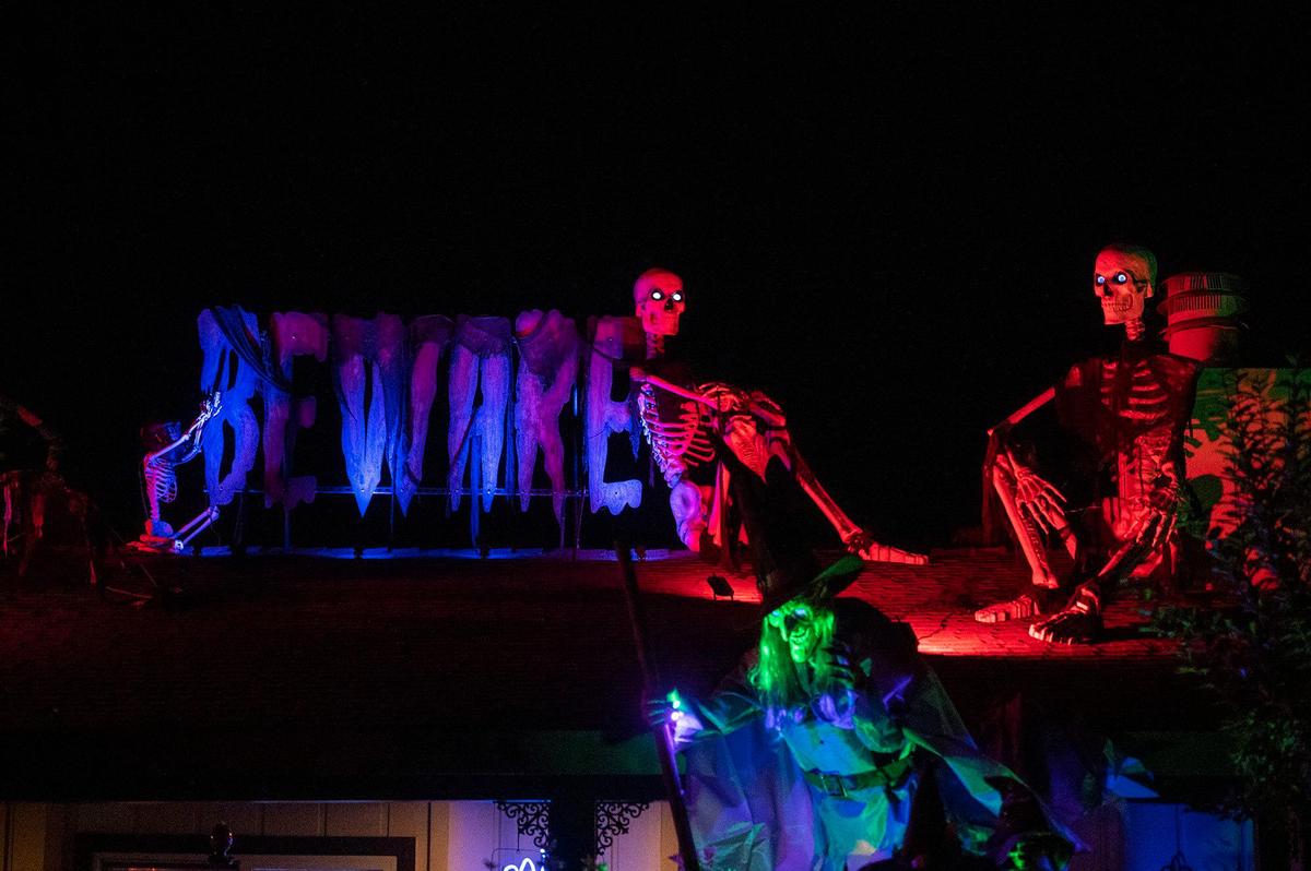 Halloween decorations at the home of Ken and Harmony Anderson on Oregon Drive in Merced, Calif., on Friday, Oct. 21, 2022.