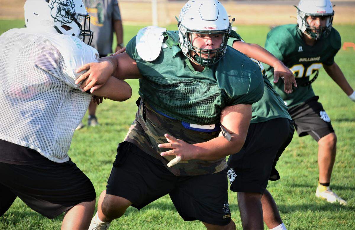 Le Grand High junior lineman Fermin Villegas had a monster performance in last week’s 14-12 win over Orestimba by blocking two field goals and an extra point.