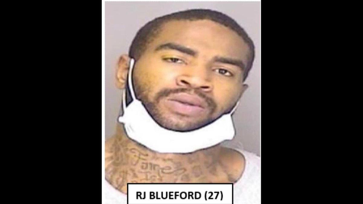 Authorities are looking for a man identified as RJ Blueford, who is accused of kidnapping a woman identified as Destiny Gregory following an altercation at a Merced residence on Sunday, according to the Merced Police Department. Police said Blueford has a warrant for his arrest on numerous charges. Image courtesy of Merced Police Department.