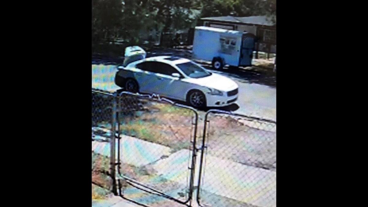 Authorities are looking for a vehicle caught on video surveillance suspected of being used in the theft of mail from a United States Postal Service truck in Merced on Tuesday, according to police. Image courtesy of Merced Police Department.