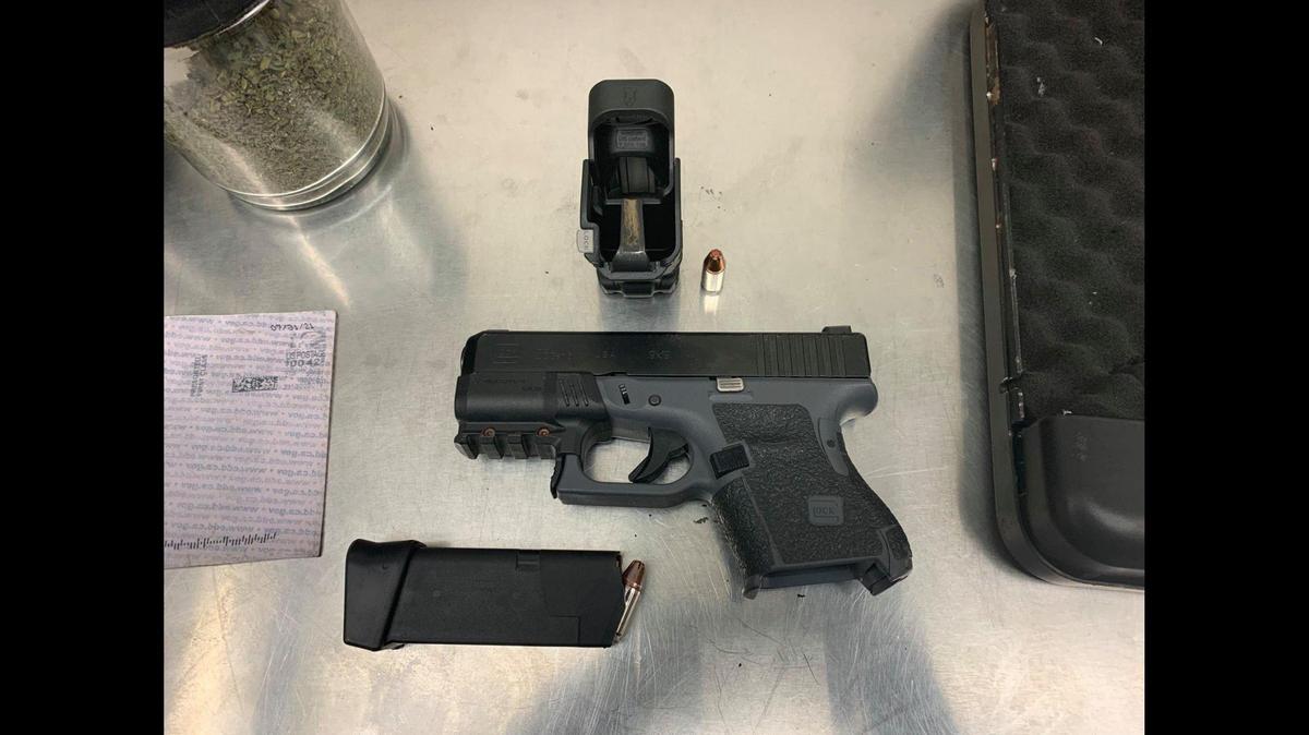A driver was arrested by Gang Unit officers on Wednesday, Oct. 20, 2021, after a vehicle and foot pursuit in Los Banos, according to the Los Banos Police Department. Police said officers located a loaded unregistered firearm and other contraband inside the vehicle. Image courtesy of Los Banos Police Department.