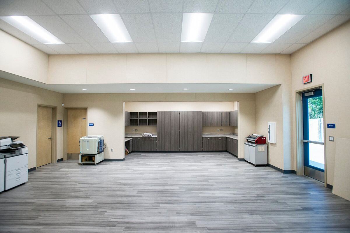 The staff work room inside the new Administrative Services building on the campus of Franklin Elementary School in Merced County, Calif., on Wednesday, July 24, 2024. The roughly 3,500 square foot facility is equipped to support the Franklin Elementary School staff, students and their families.