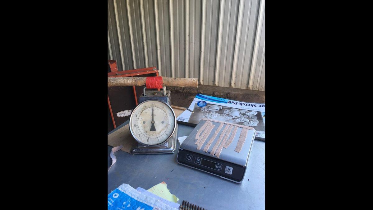 Multiple people took off running when Merced County Sheriff deputies broke up a cockfighting operation on North Arboleda Drive in Merced County on Sunday, according to the Merced County Sheriff’s Office. Deputies located multiple items consistent with cockfighting including scales and spurs in addition to 37 roosters. Image courtesy of Merced County Sheriff’s Office.