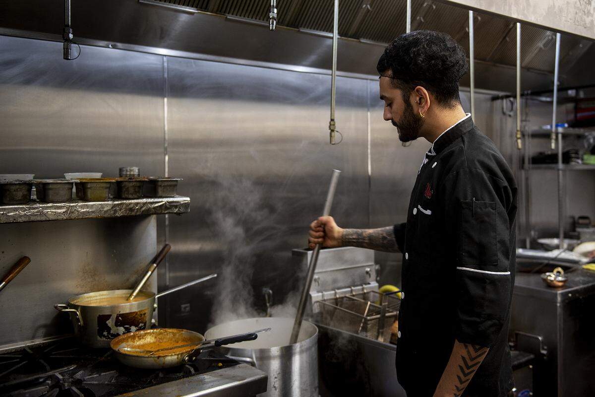 Yuvraj Air, 28, head chef at Masala Express, located at 560 W. Olive Avenue in Merced, Calif., on Thursday, Jan. 5, 2023.