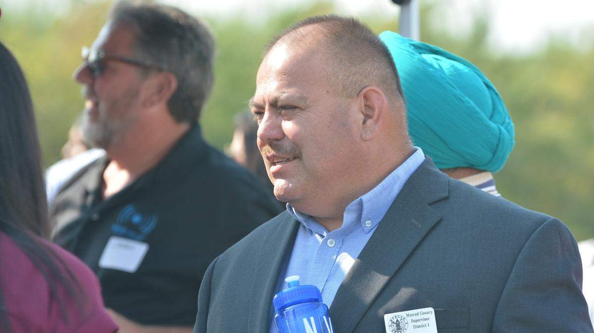 Merced County District 1 Supervisor Rodrigo Espinoza, 50, participates along with other Merced County area officials in a groundbreaking ceremony for the second segment of the Campus Parkway Project, which aims to improve traffic between Highway 99 and the UC Merced campus, on Thursday, July 26, 2018, at the intersection of Campus Parkway and East Childs Avenue in Merced.