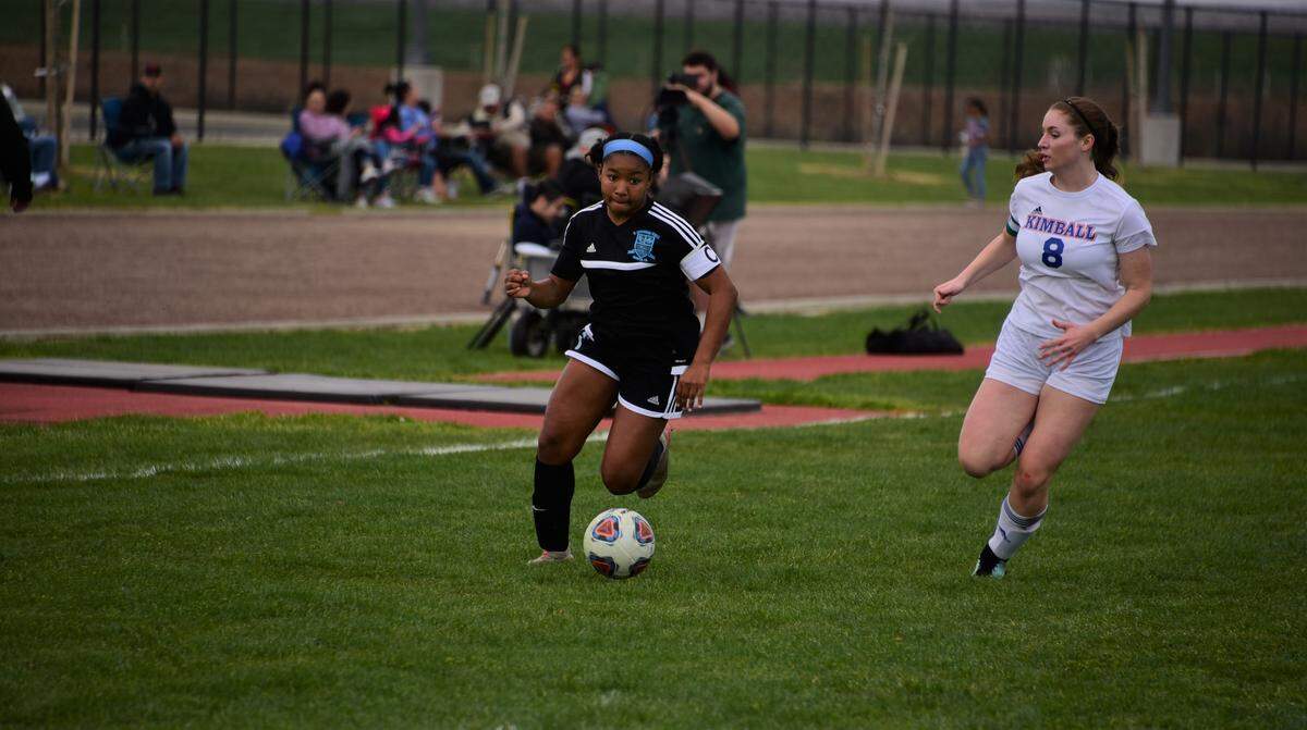 El Capitan High junior Haley Espinoza races up field against Kimball during a playoff match on Friday, Feb. 21, 2020 at El Capitan High School.