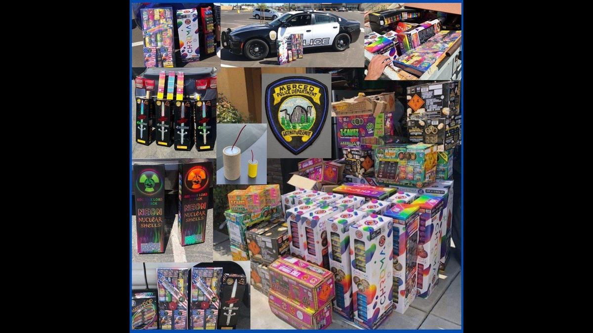 Thousands of illegal fireworks have been seized and multiple arrests were made by Merced police officers throughout the month of June leading up to July 4 holiday, according to the Merced Police Department. Image courtesy of Merced Police Department.