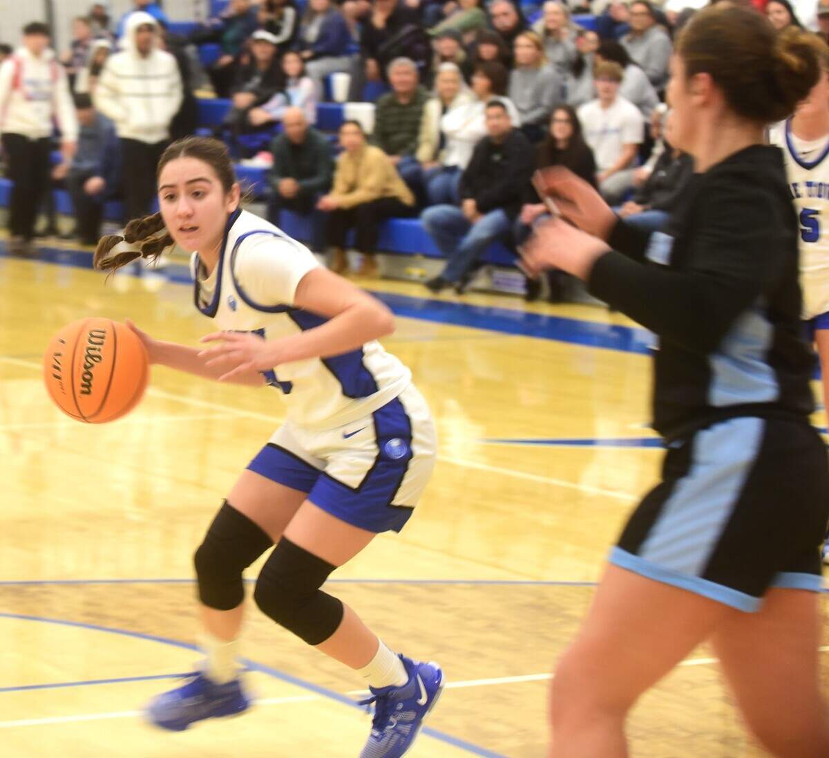 Atwater High School junior Andrea Sandoval (10) looks to attack with the ball during a game against El Capitan on Tuesday, Feb. 6, 2024.