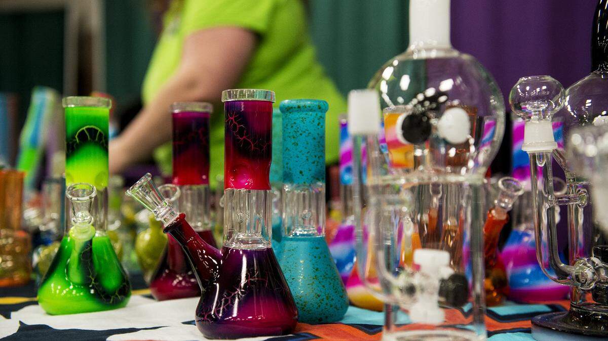 Various pipes for sale during the Hemp and Cannabis Fair at the Merced County Fairgrounds in Merced, Calif., on Saturday, March 3, 2018. 