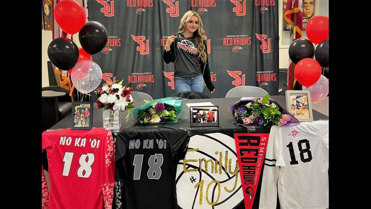 Buhach Colony senior Emilly Melo recently signed her national letter of intent to play volleyball at Simpson University during a ceremony at Buhach Colony High School in Atwater, Calif.