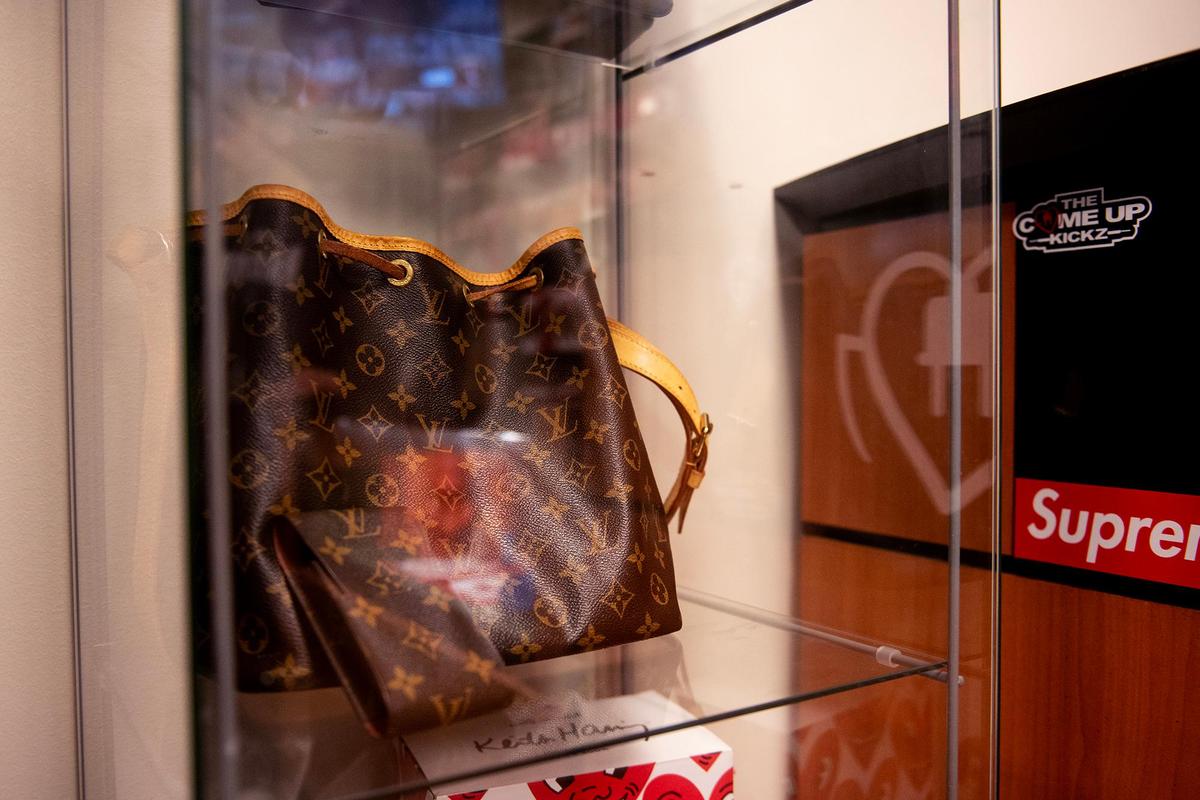 Designer items for sale at The Come Up Kickz located inside the Marketplace at Merced in Merced, Calif., on Friday, May 16, 2025. The business sells, buys and trades merchandise such as sneakers, collectibles, designer items and clothing.