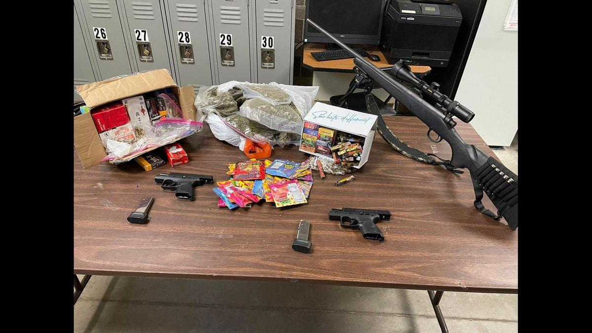 A man wanted in connection with a 2018 homicide in Merced, was arrested Wednesday in Bexar County, Texas, as deputies served a search warrant at a residence, according to the Bexar County Sheriff’s Office. Deputies located guns, narcotics, jewelry and cash during the search. Image courtesy of Bexar County Sheriff’s Office.