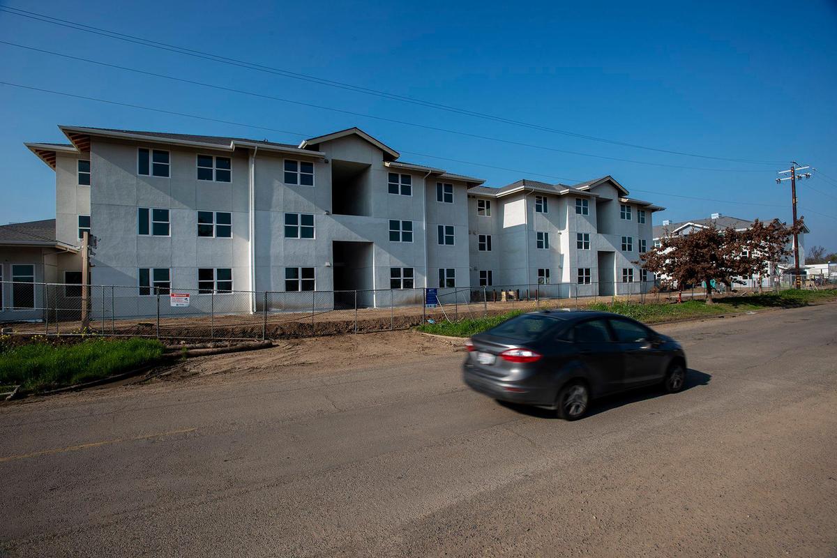Construction continues on the Childs Court Apartments, an affordable housing project located near the intersection of Childs Avenue and B Street in Merced, Calif., on Thursday, Jan. 20, 2022.