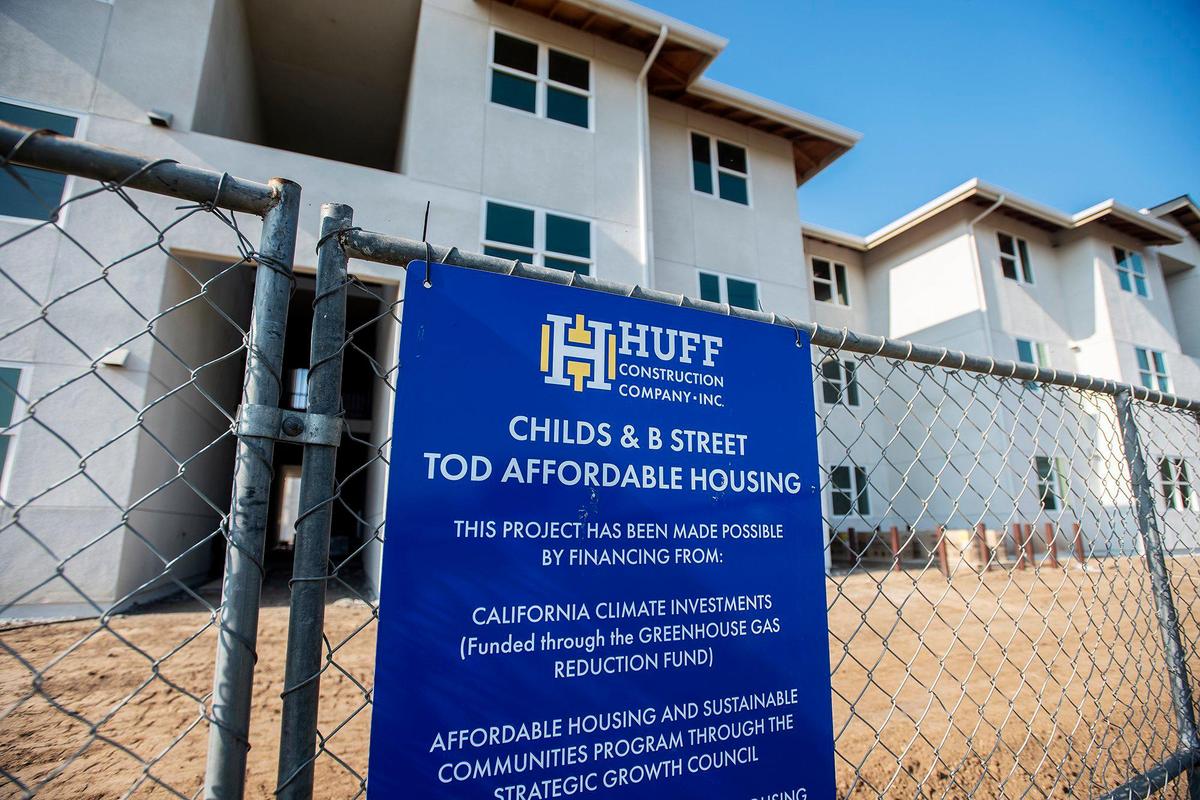 Construction continues on the Childs Court Apartments, an affordable housing project located near the intersection of Childs Avenue and B Street in Merced, Calif., on Thursday, Jan. 20, 2022.