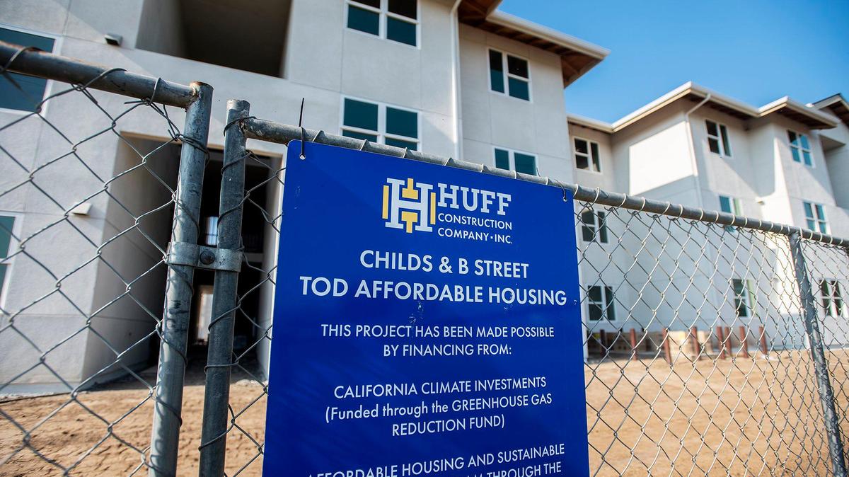 Construction continues on the Childs Court Apartments, an affordable housing project located near the intersection of Childs Avenue and B Street in Merced, Calif., on Thursday, Jan. 20, 2022.