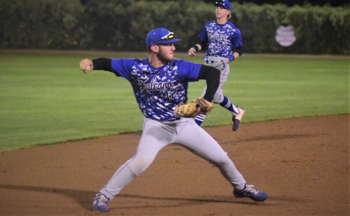 Atwater High third baseball Bo Valladao makes a throw during the second inning of the championship game 61st annual Fran Oneto/Atwater-Winton Lions Easter Baseball Tournament on Thursday, April 21, 2022 at Memorial Ballpark in Atwater, Calif.