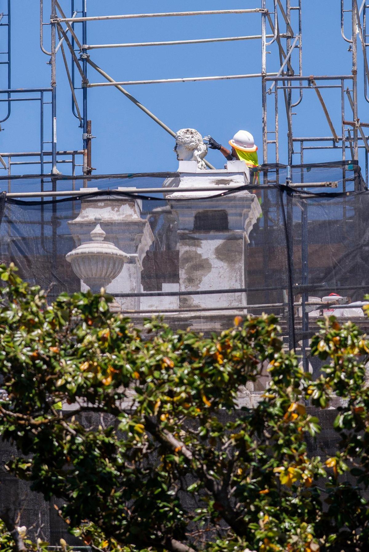 Restoration work continues to the historic Merced County Courthouse Museum following a rededication ceremony for the historic building, Calif., on Monday, May 5, 2025. The ceremony was held 150 years to the day from when the courthouse was originally dedicated in 1875.