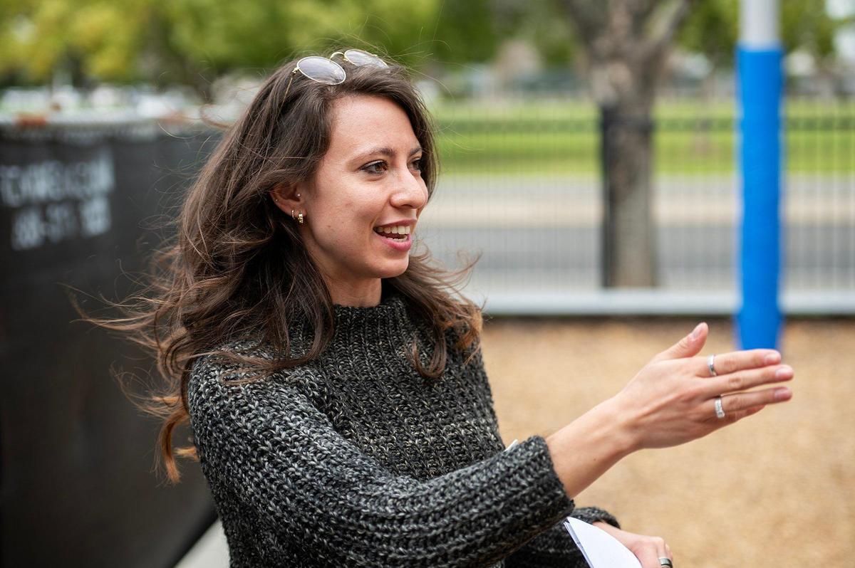 Kids Discovery Station Director of Operations Celine Vajdak, talks about the addition of playground equipment to the children’s museum located at 350 W. Yosemite Ave. in Merced, Calif., on Wednesday, March 12, 2025.