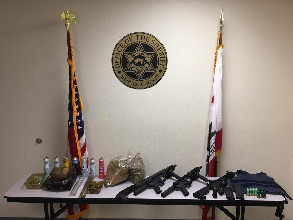 Assault rifles, marijuana and items commonly used for a personal marijuana oil extraction lab were seized during a marijuana cultivation search of a home at 9304 Hillside Drive Friday, Aug. 10, 2018, in Delhi, according to the Merced County Sheriff’s Office.