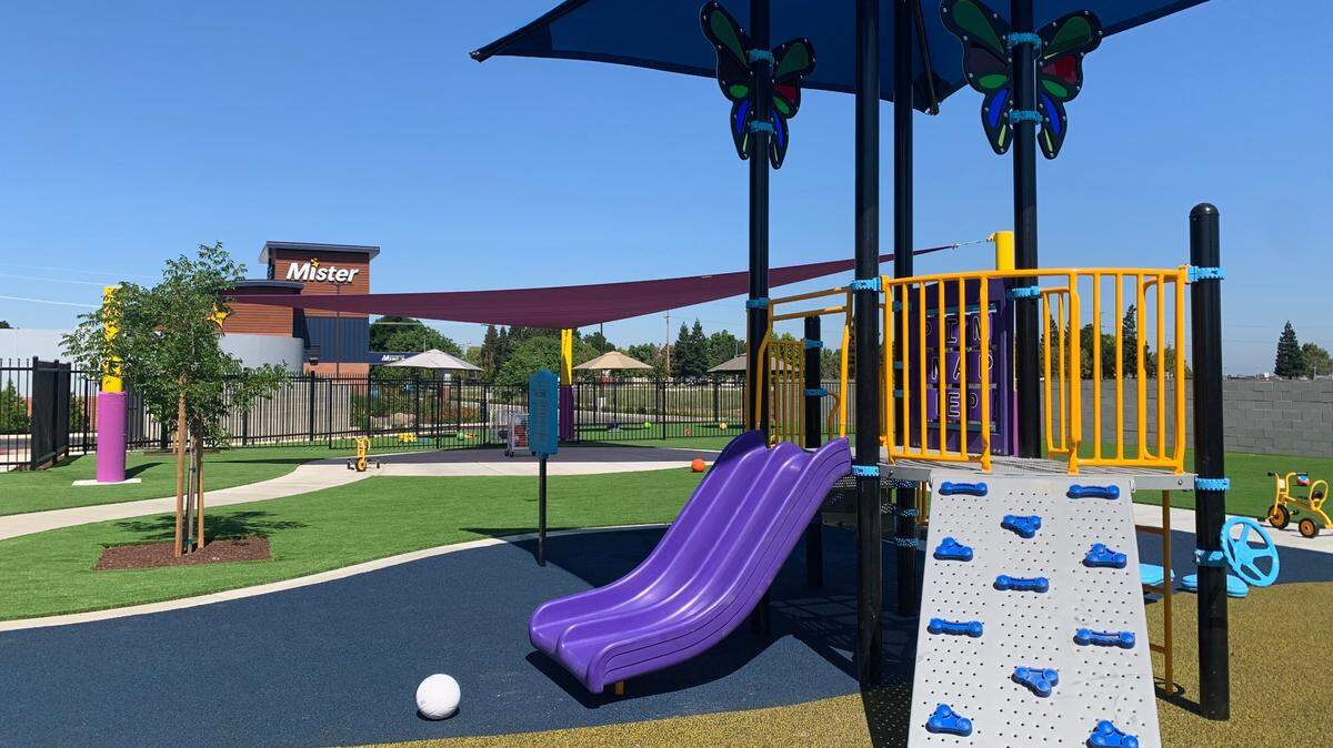 Buhach Preschool’s playground along with the preschool will open May 28 in the Yosemite Crossing shopping center.