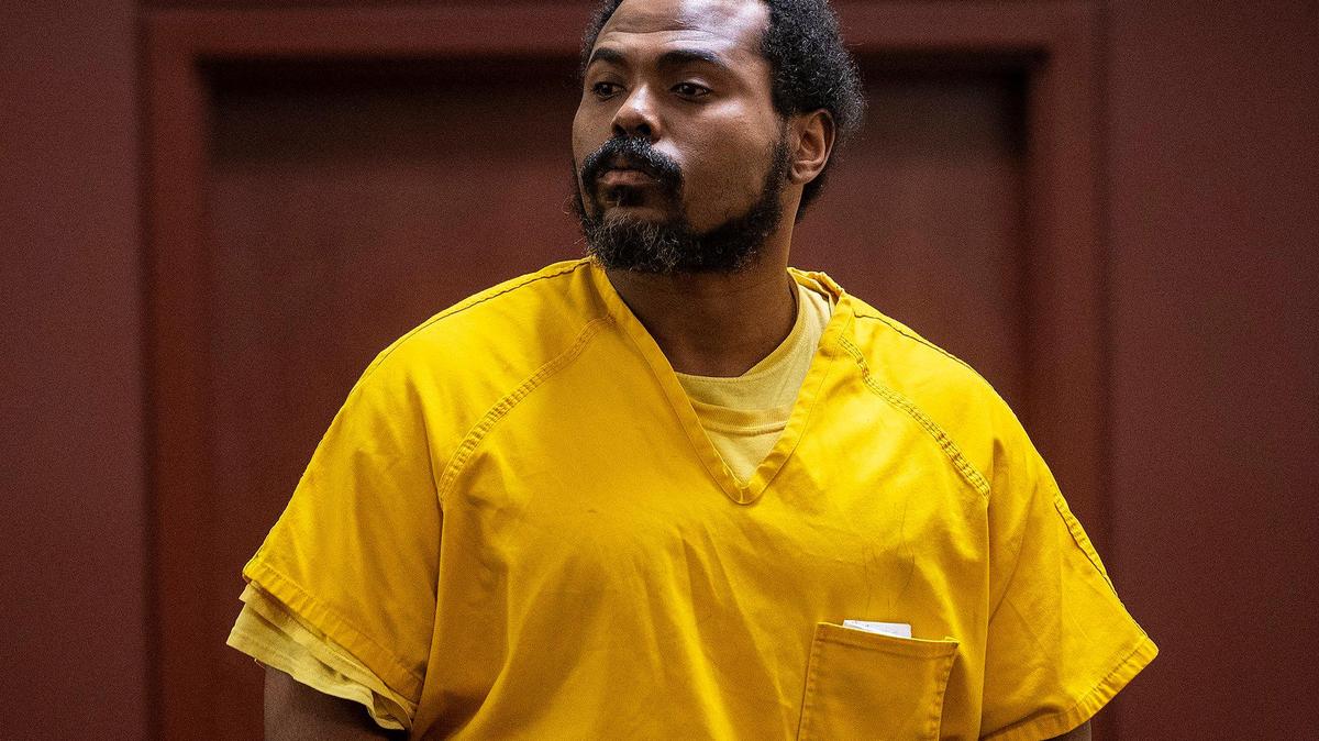 Dhante Jackson, 34, of Hayward, appears before Judge Steven Slocum at the Merced County Superior Courthouse in Merced, Calif. on Wednesday, Sept. 21, 2022. Jackson is accused of murder and felony child abuse in connection with the death of 8-year-old Sophia Mason.