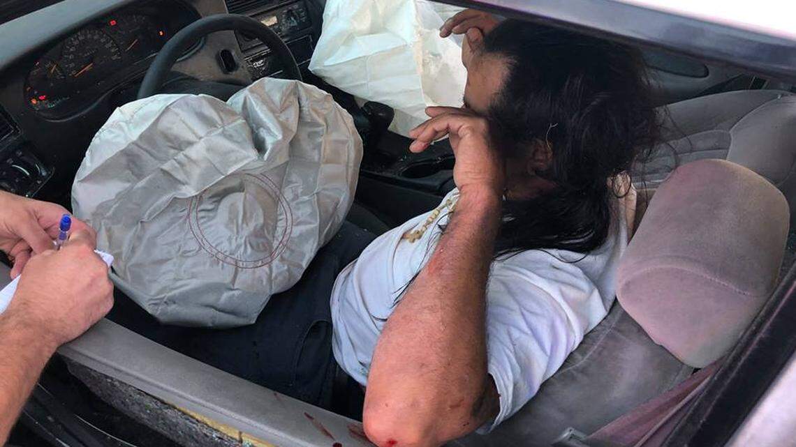 He rammed his ex-girlfriend's car in Los Banos - right in front of police, cops say