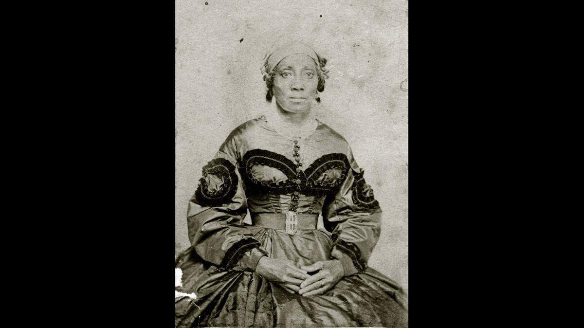 Harriet Russell of Snelling, known as Aunt Harriet, 1850s. She was a former slave who became a real estate entrepreneur. A parcel of land in Snelling has been known as Aunt Harriet’s Addition since 1869.