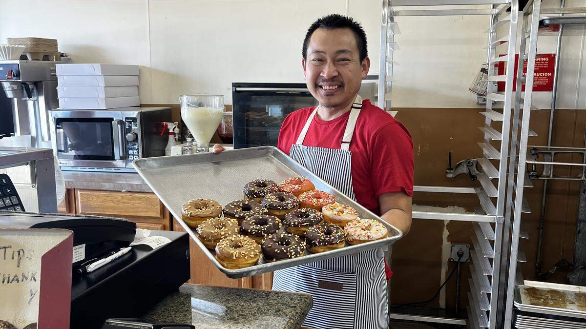 Jason Kong, pictured here on Monday, Feb. 23, 2026, took over Rollen Donuts in 2005, and it’s still a Merced, Calif., staple after all of these years.