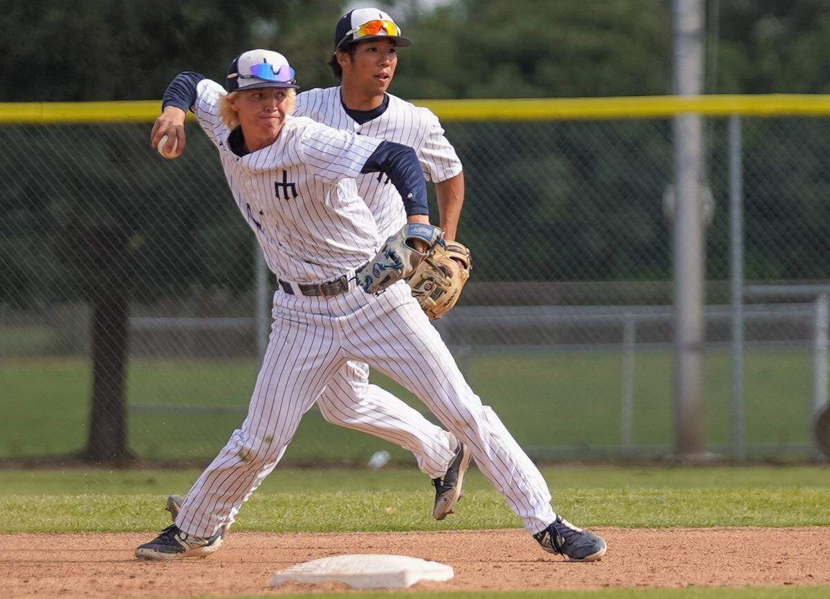 Merced College’s Evan Fanconi attempts to turn a double play earlier this season. The Blue Devils will host Canda College in a three-game playoff series beginning on Friday, May 5, 2023 at Blue Devil Diamond.