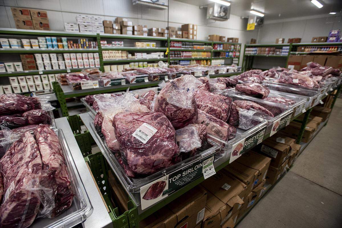 Various meats for sale inside the US Foods CHEF’STORE located at 3275 R Street in Merced, Calif., on Thursday, Jan. 5, 2023.