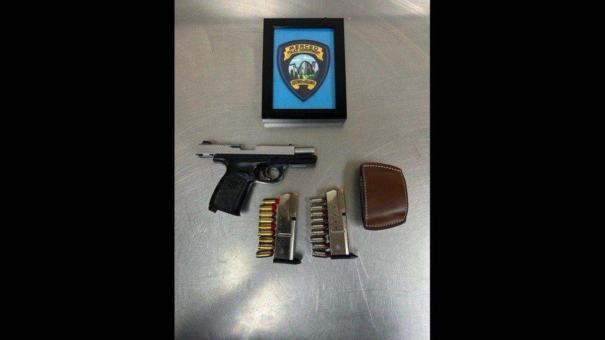 A 43-year-old man was arrested on multiple charges including possession of a firearm after officers served a search warrant in Merced on Tuesday, according to the Merced Police Department. Image courtesy of Merced Police Department.