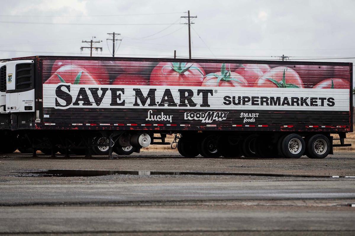 Save Mart Supermarkets trailers sit outside the now closed Yosemite Wholesale Distribution Center located at 2674 Vassar Ave. in Merced, Calif., on Tuesday, Nov. 26, 2024. The Save Mart Companies announced the planned closure of the facility in September.