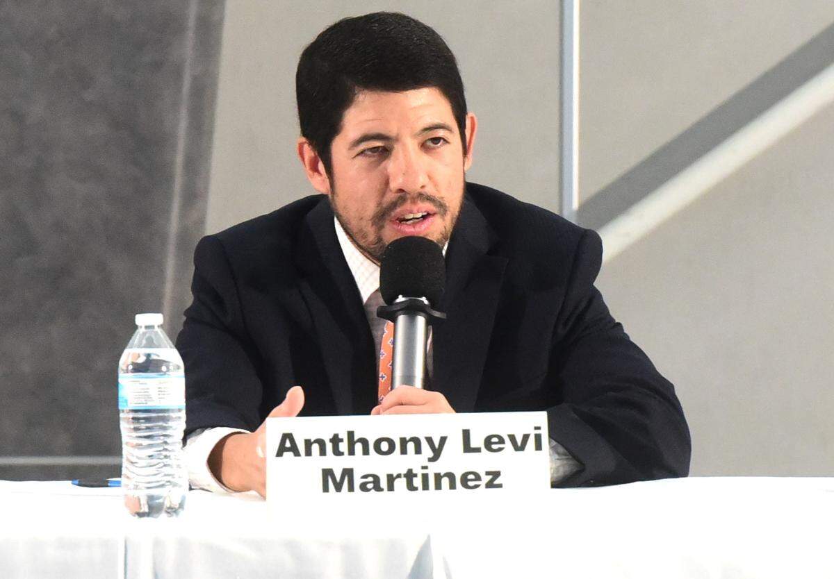 Merced mayoral candidate Anthony Levi Martinez speaks during a candidate forum held at the Merced Boys & Girls Club on Saturday, Sept. 14, 2024.