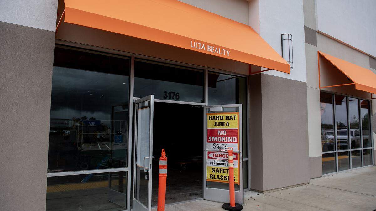 Construction continues on a new Ulta Beauty location at the Shoppes at Merced, in Merced, Calif., on Tuesday, Oct. 14, 2025. The national beauty retailer will join several other national retailers to open a location in the shopping center next to the Marketplace at Merced. 