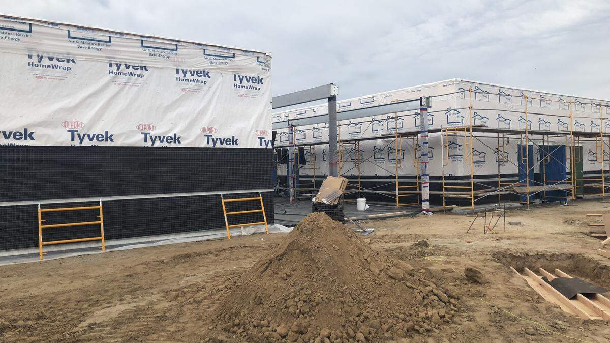 Two modular classroom buildings are being constructed in this undated photo at Peggy Heller School in Atwater. The structures are expected to add six new classrooms as the school transitions from TK-6 school to also housing seventh and eighth graders, Atwater Elementary School District officials said.