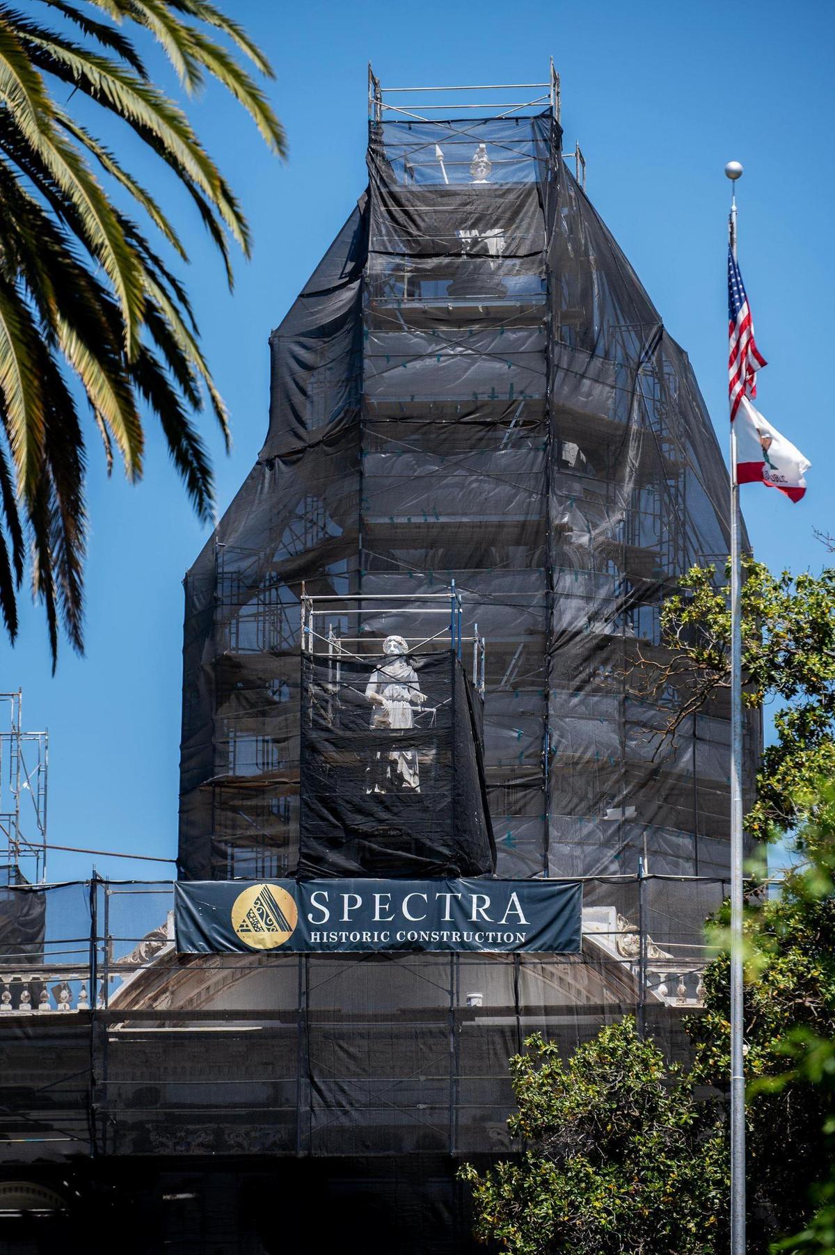 Restoration work continues to the historic Merced County Courthouse Museum following a rededication ceremony for the historic building, Calif., on Monday, May 5, 2025. The ceremony was held 150 years to the day from when the courthouse was originally dedicated in 1875.