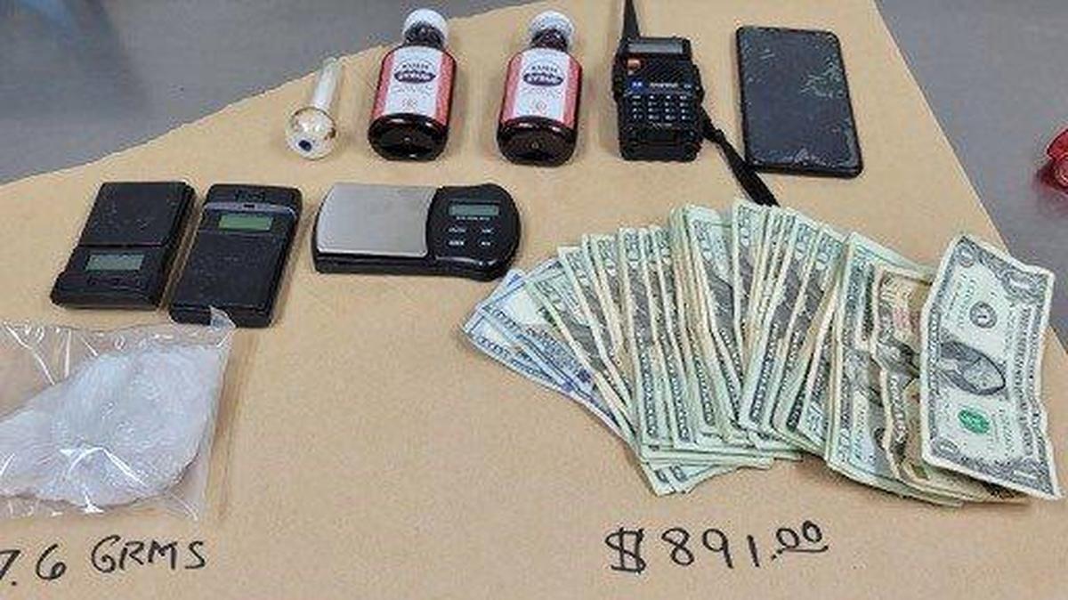 A 48-year-old Merced man was arrested on a warrant and found with narcotics, money and drug paraphernalia during a traffic stop on Sunday, according to the Merced Police Department. Image courtesy of Merced Police Department.