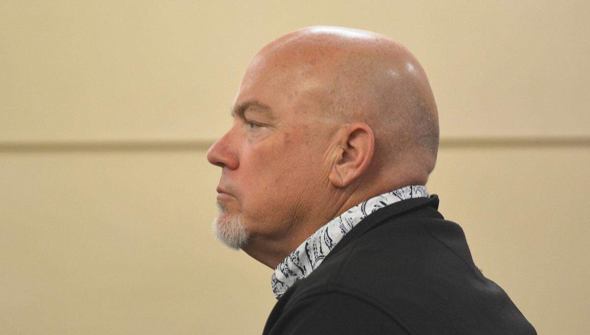 Greg Opinski, a Merced area contractor, listens to visiting Judge Leslie C. Nichols during a hearing Tuesday, March 26, 2019, in Merced Superior Court. He pleaded guilty to aiding and abetting an elected official to become financially interested in a contract.